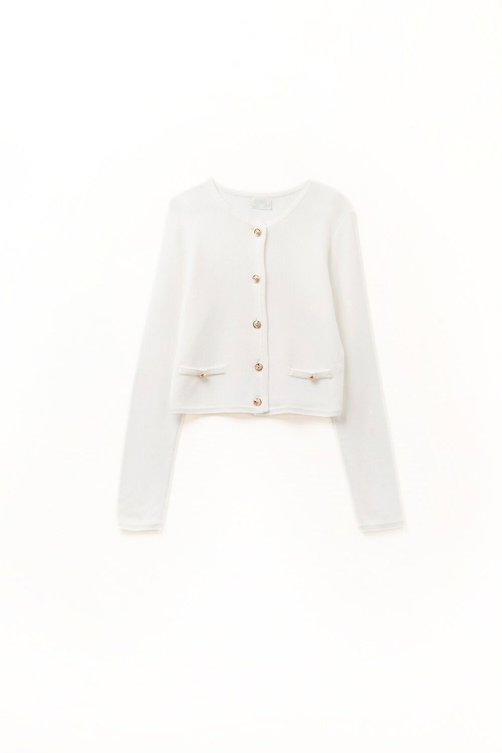 Cardigan bianco con bottoni dorati