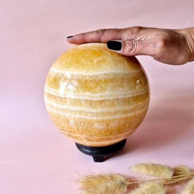 XXL Gemstone Yellow Calcite Crystal Ball – 160mm – 5kg sphere