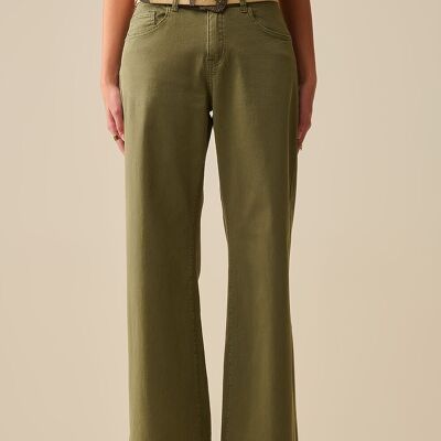 Pantalones rectos verdes de pierna ancha
