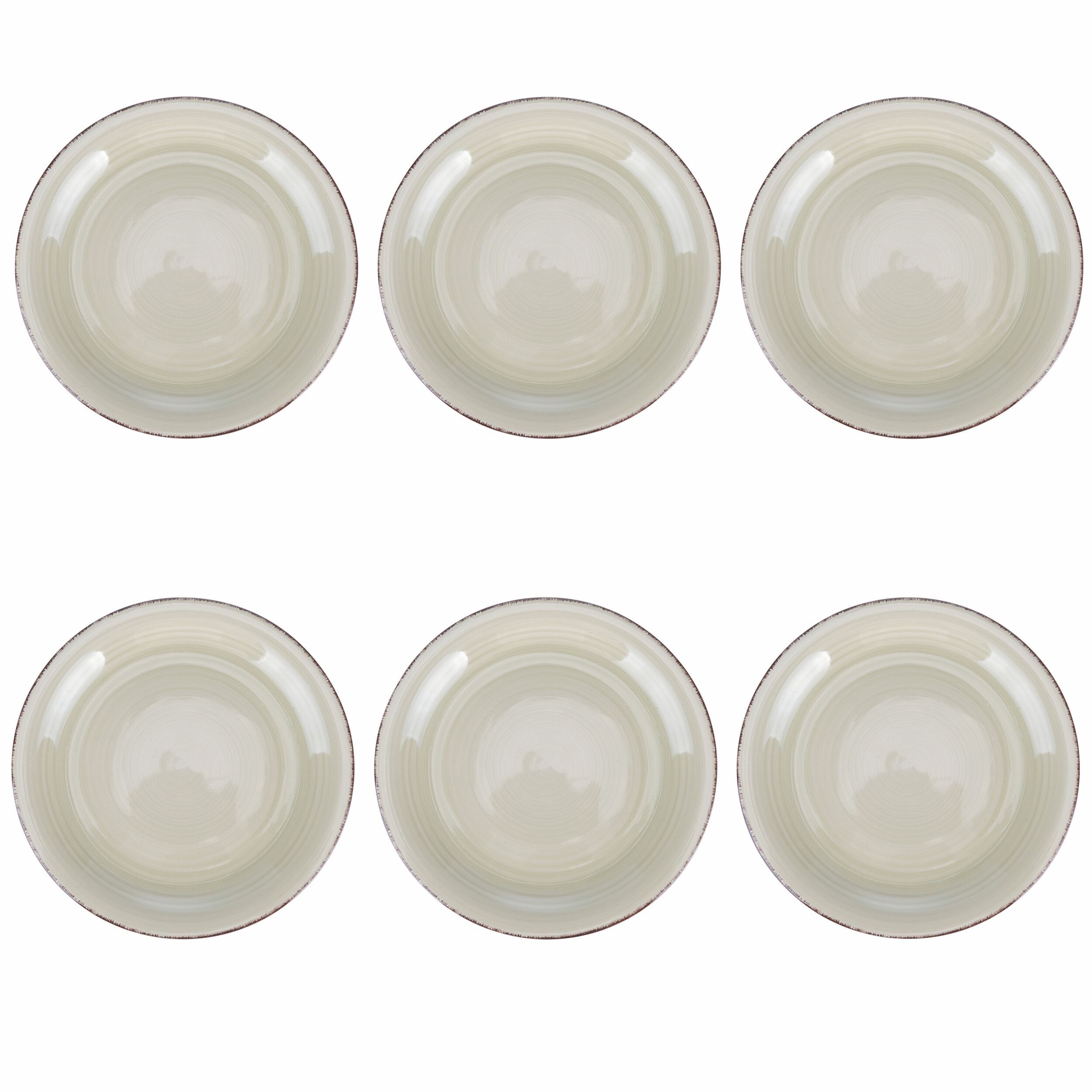 Set 6 piatti piani Ø 27 cm in gres dipinto a mano, sabbia, 4 Toni