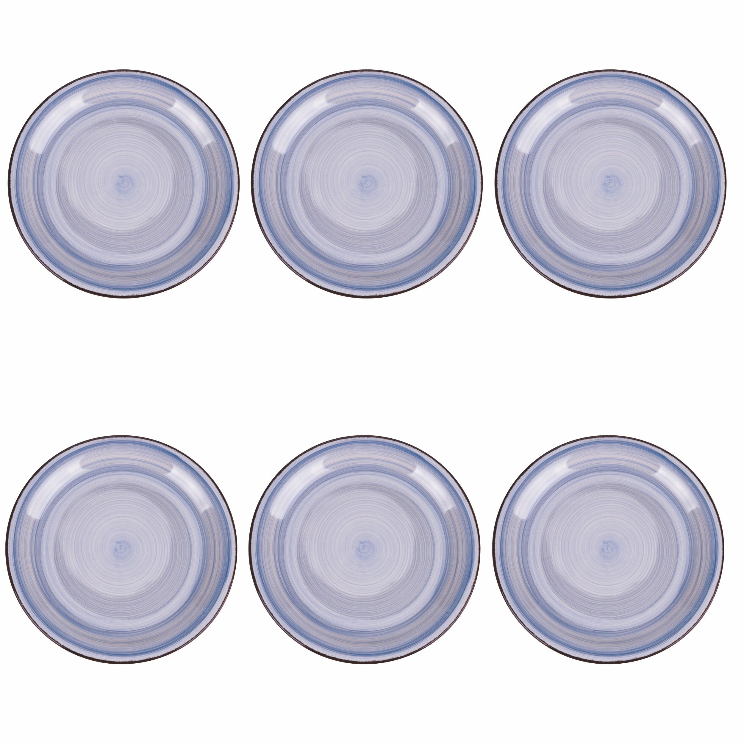 Set 6 piatti frutta Ø 19,5 cm in gres dipinto a mano, indaco, 4 Toni