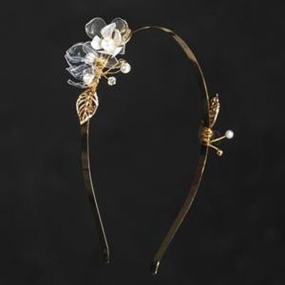 Diadema de hadas con flor de jazmín reciclada