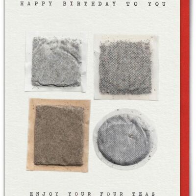 Biglietto di auguri di compleanno divertente - Biglietto d'auguri "Four Teas" di Hayden Kays