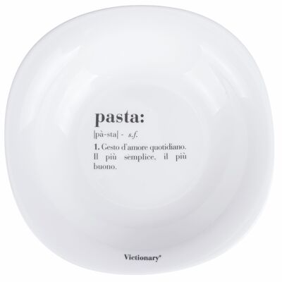 Piatto fondo quadrato 23x23 cm in vetro opalino, Victionary Pasta