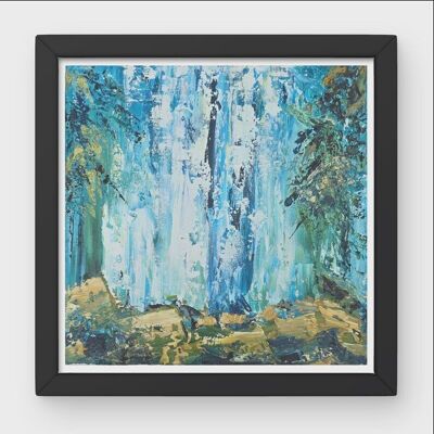 Ángel Poderoso - Cascada, Pintura Original en Lienzo, Hecha a Mano, Arte Mural, Pintura al Óleo Texturizada