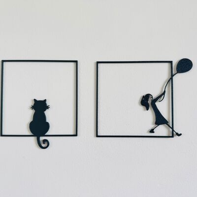 Wall decorations, 14cm, trompe l'oeil, black