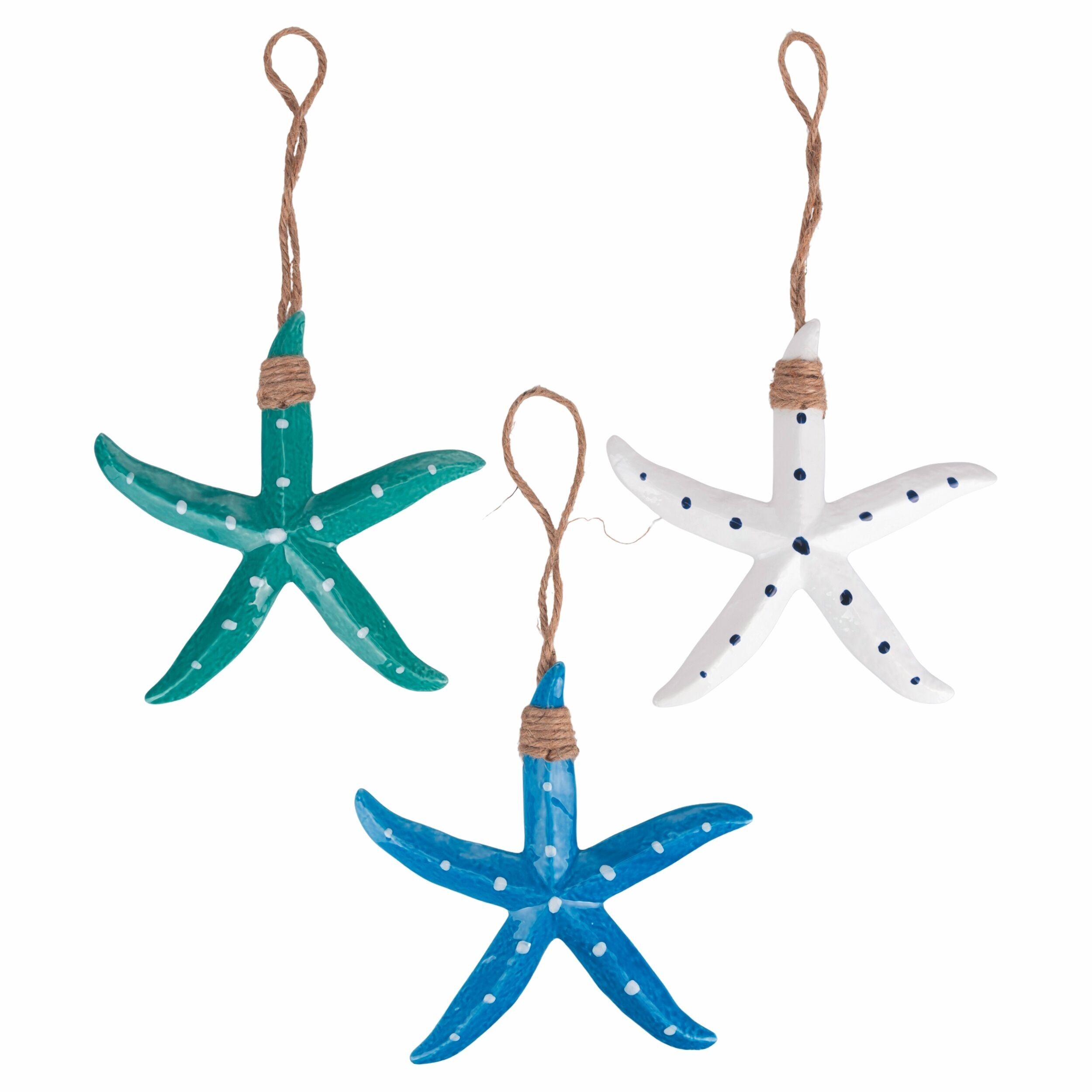 Stella marina in ceramica, con appendino, 21x21cm, Fish