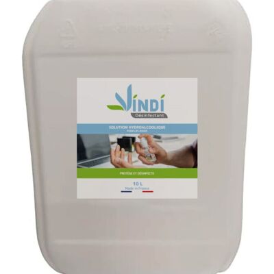 Soluzione idroalcolica disinfettante Vindi - Contenitore da 10 l - Prodotto in Francia - 76% alcol - Disinfezione delle mani e delle superfici - Virucida