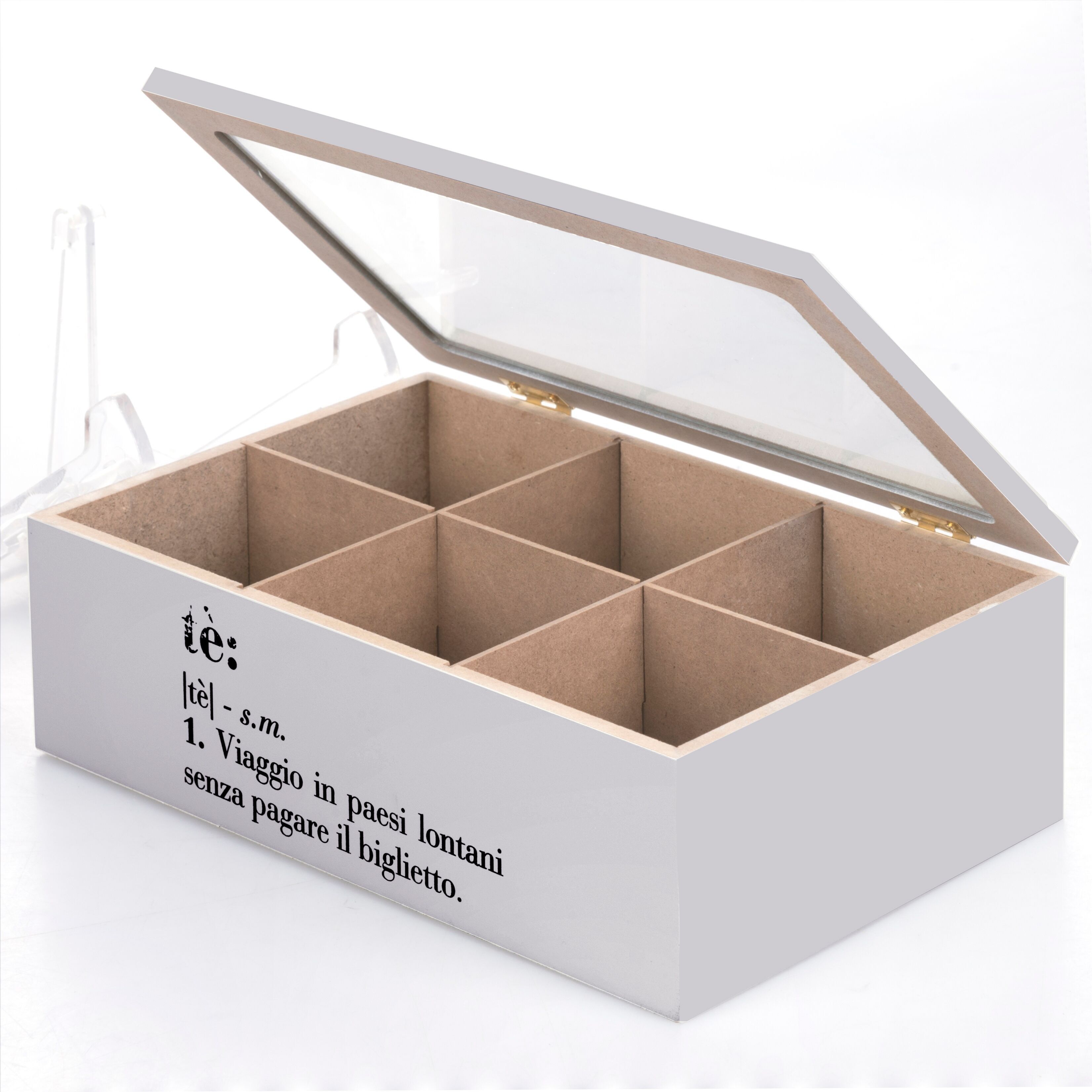 Tea and herbal tea box, 6 internal slots, grey, Victionary