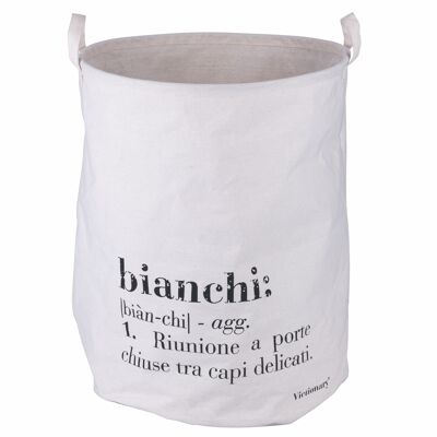 Cesta portabiancheria in cotone e poliestere, Victionary Bianchi