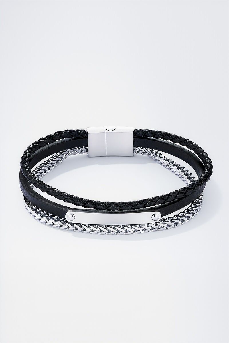 Bracciale in pelle e acciaio inossidabile 324OP91