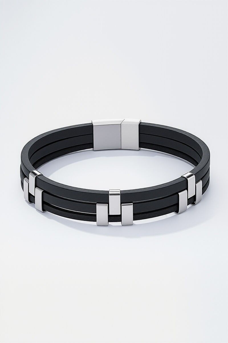 Bracciale in pelle e acciaio inossidabile 324OP95
