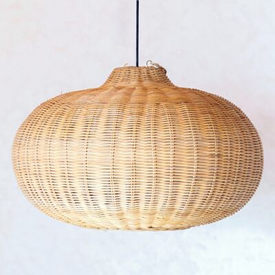 Grande paralume in rattan – Lampada a sospensione rotonda boho – Lampada a sospensione in rattan fatta a mano – Paralume in fibra naturale intrecciata (Ø 56 cm) ANJANI