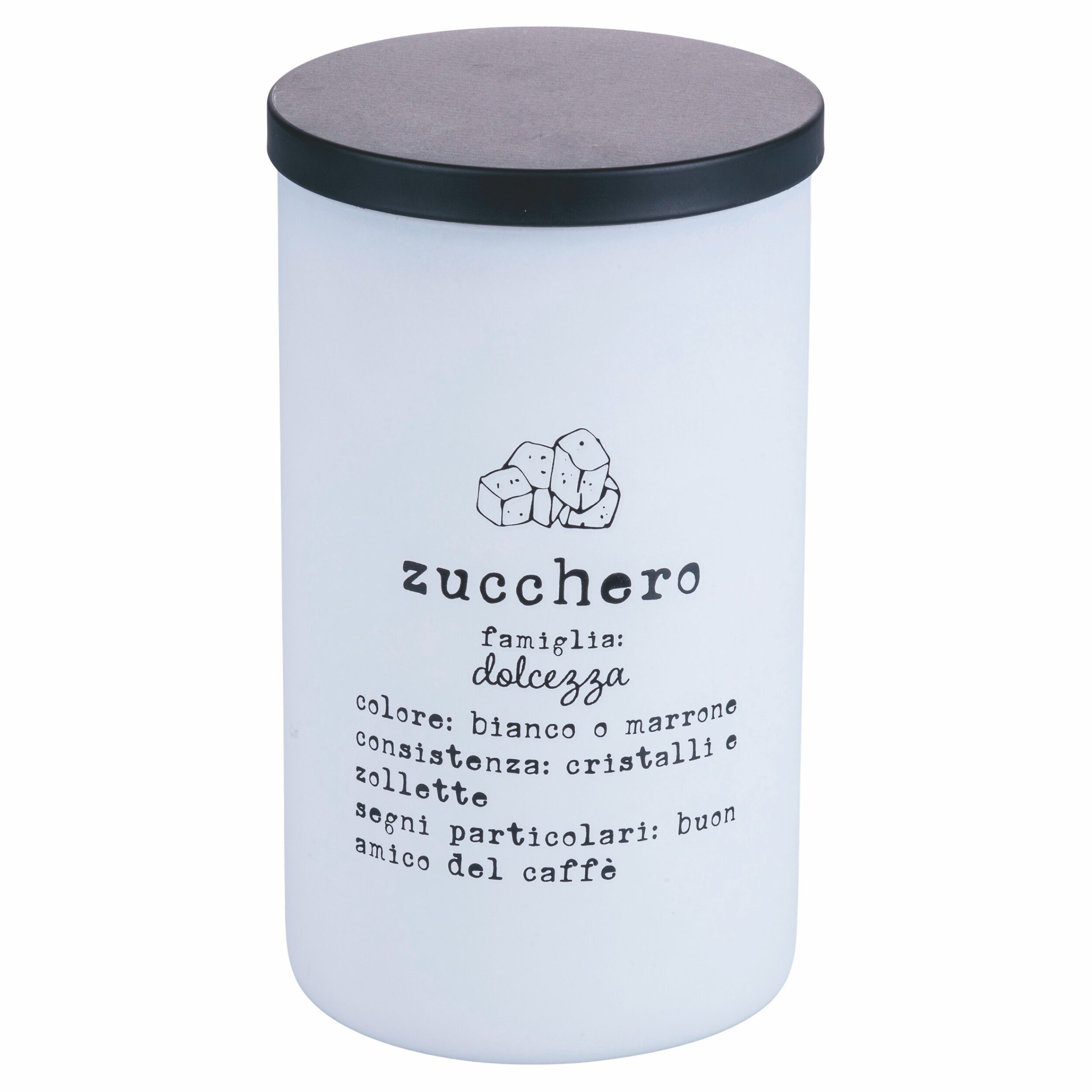 Zuckerdose aus Borosilikatglas 1 L, Deckel aus Edelstahl und PP-Kunststoff, Identikit