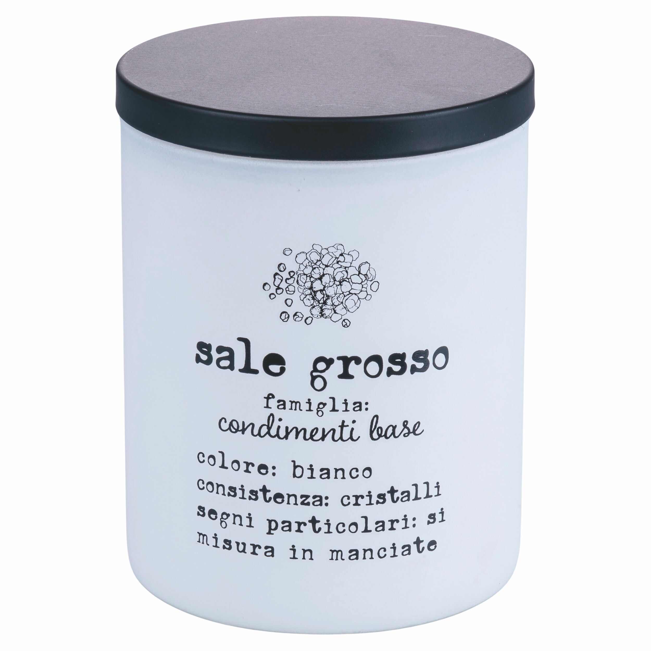 Grobsalzbehälter aus Borosilikatglas 700 ml, Edelstahl und PP-Kunststoffdeckel, Identikit