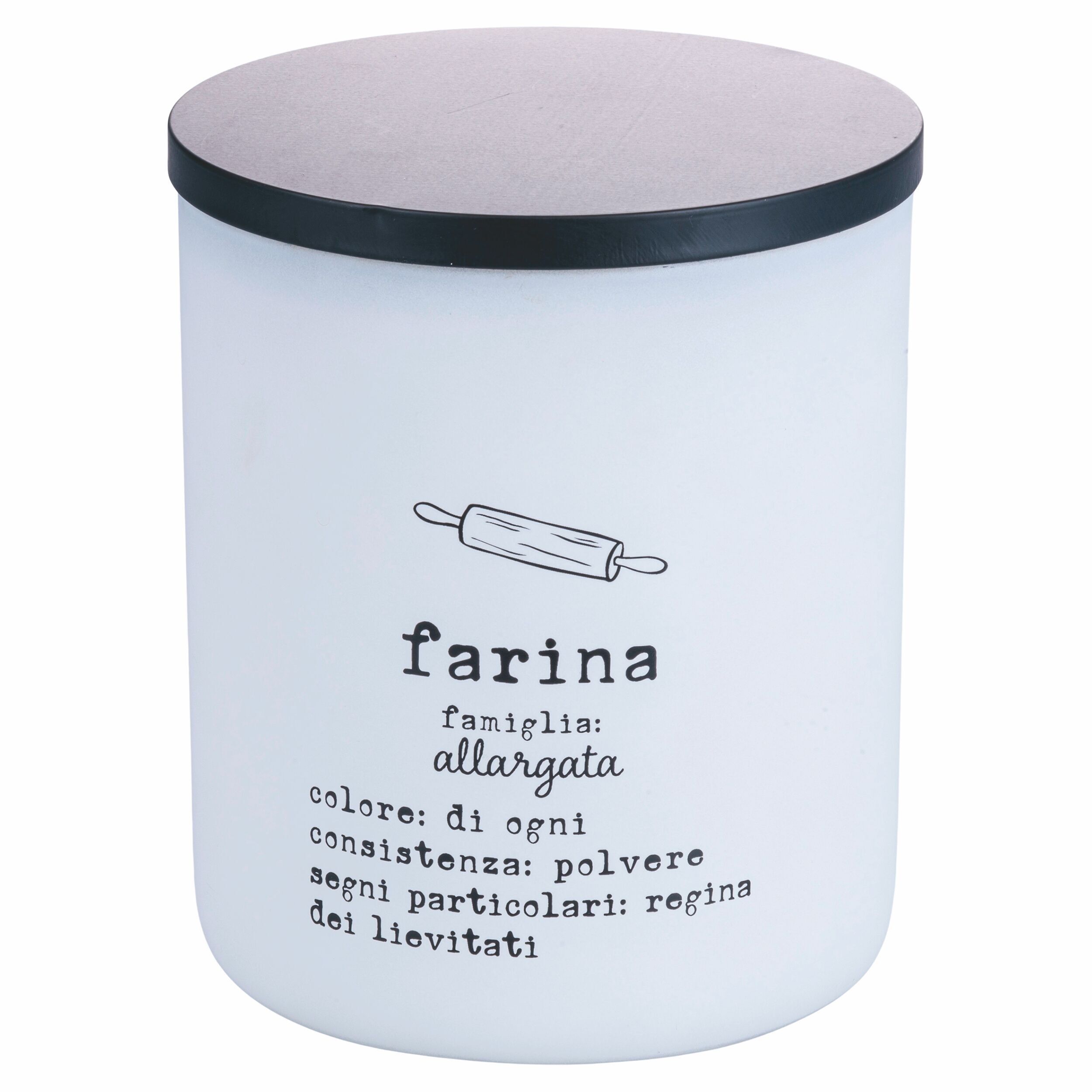 Mehlbehälter aus Borosilikatglas 2 L, Edelstahl und PP-Kunststoffdeckel, Identikit