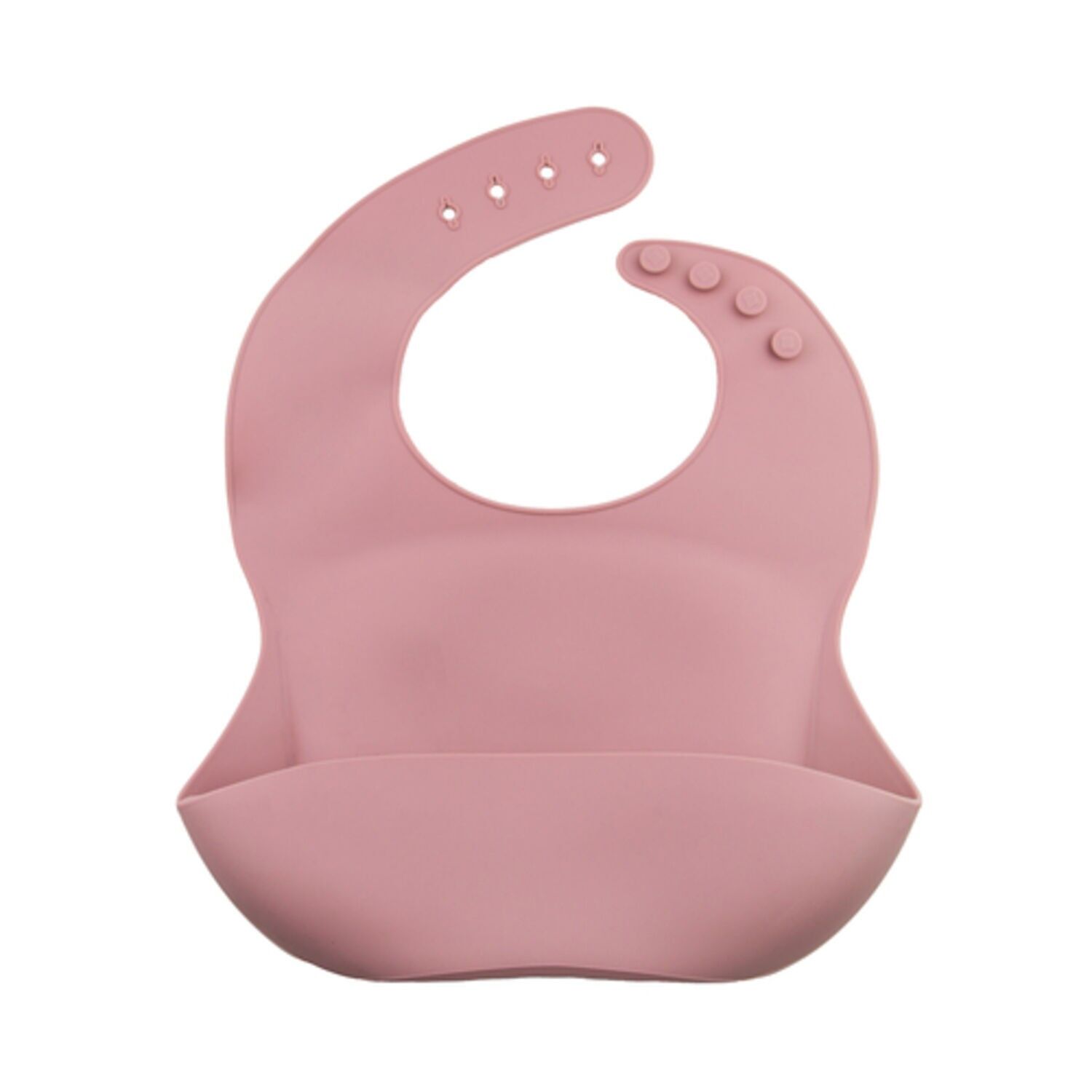 Silky Dark Pink Silicone Bib with Pocket