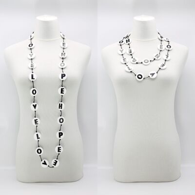 LOVE & HOPE Cotton Cord Disks Necklace - White