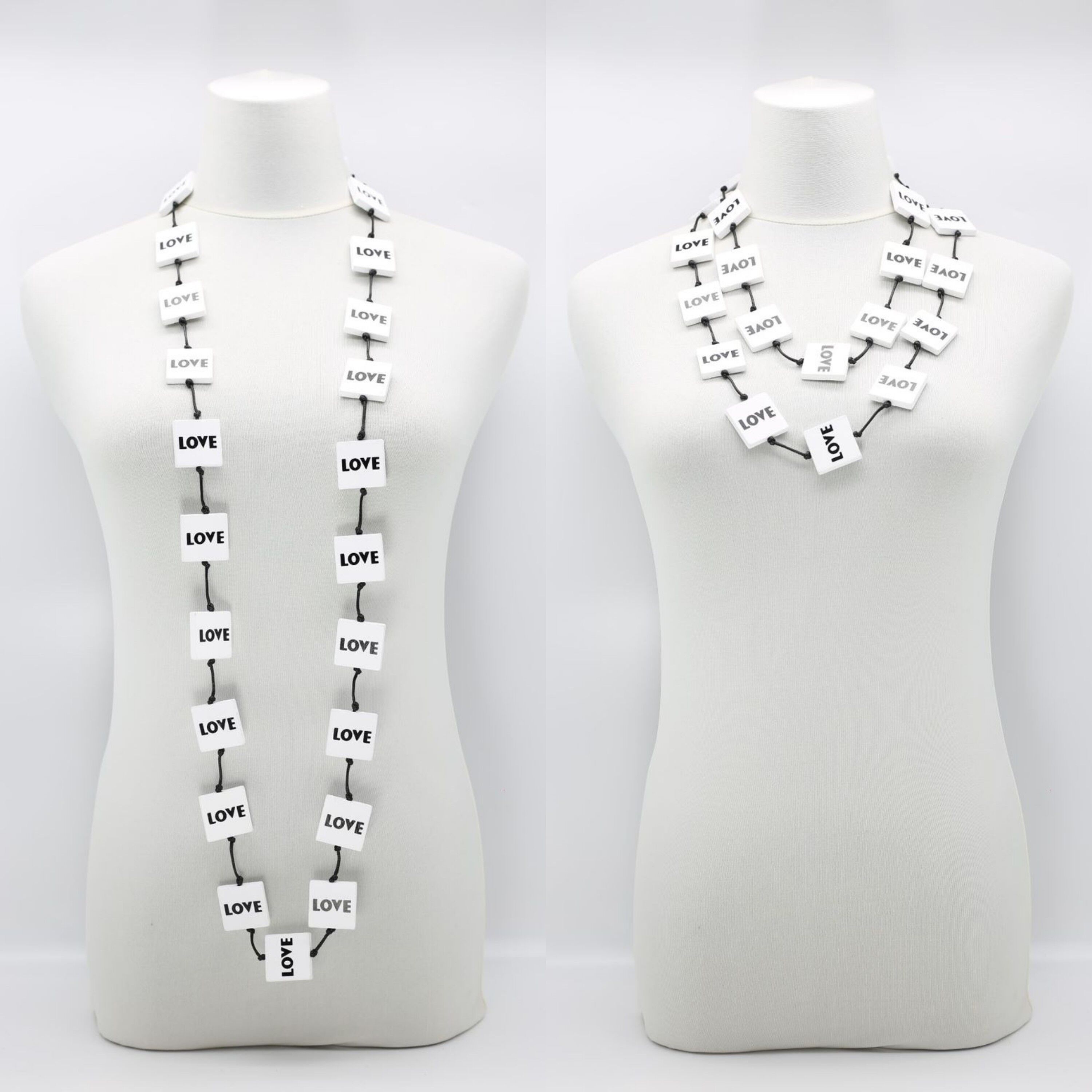LOVE Squares Necklace - Black, White