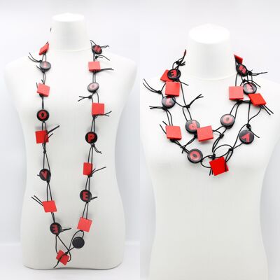 Collar de cuero sintético con cadena LOVE & HOPE - Rojo / Negro