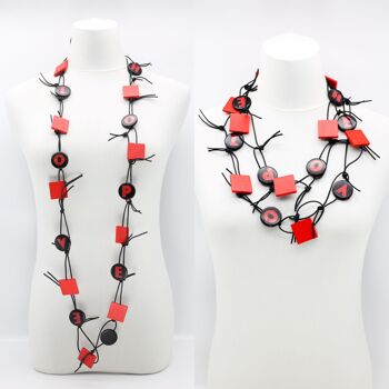 Collier LOVE & HOPE Chainette en Similicuir - Rouge/Noir 1