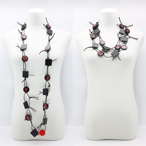 LOVE & HOPE Chain Leatherette Necklace - Black/Red