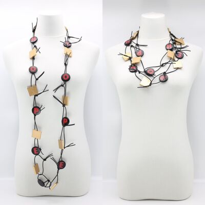 Collar de cuero sintético con cadena LOVE & HOPE - Negro / Dorado