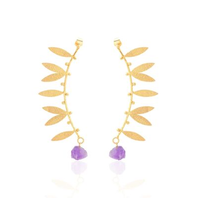 Boucles d'oreilles en frondes rugueuses violettes