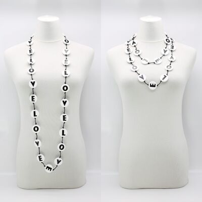 LOVE Cotton Cord Disks Necklace - White