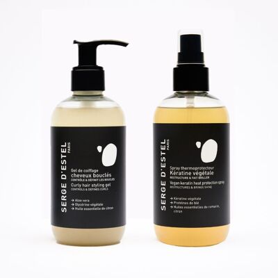 Spray termoprotettore e gel modellante per capelli ricci