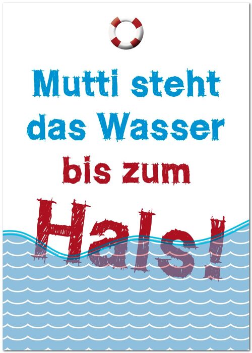 Postkarte "Wasser bis zum Hals"