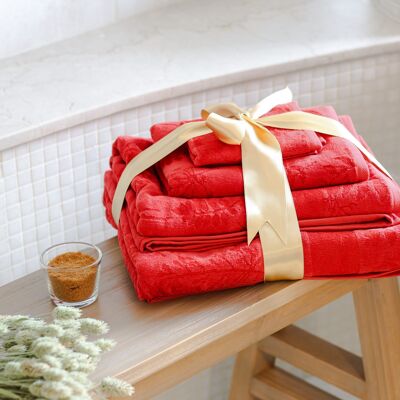 Set di asciugamani rosso passionale
