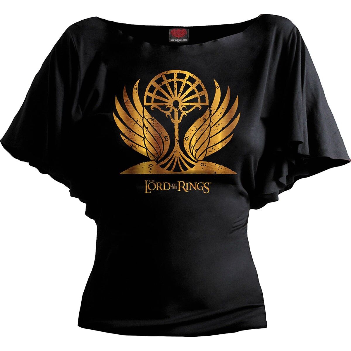 LOTR - GOLDEN ALI - Top con scollo a barca e maniche a pipistrello nero