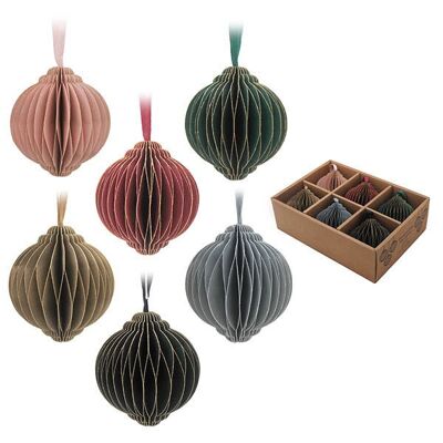 ASSORTIMENT DE 6 ORNEMENTS DE PAPIER EN FORME DE BOULES DE NOËL