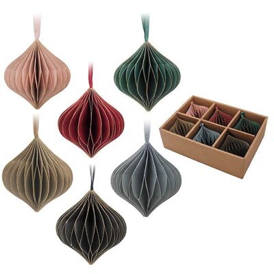 ASSORTIMENT DE 6 ORNEMENTS EN PAPIER EN FORME DE LOSANGE