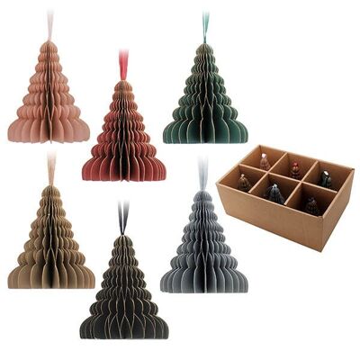 ASSORTIMENT DE 6 ORNEMENTS EN PAPIER EN FORME D'ARBRE