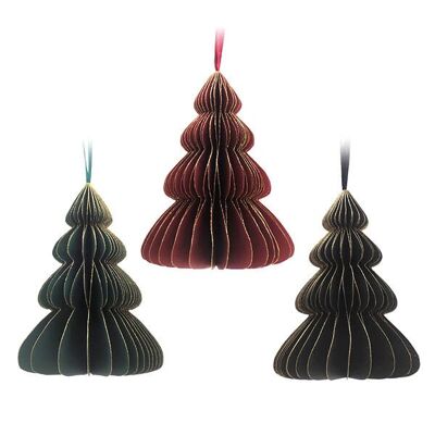 ASSORTIMENT DE ORNEMENTS EN PAPIER EN FORME DE SAPIN 15 CM