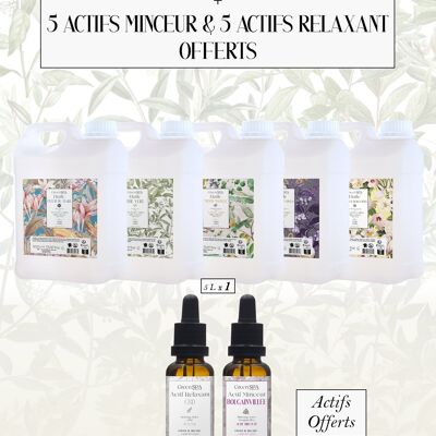 Pack Huiles de Massage 5L avec Actifs Minceur et Relaxant Offerts