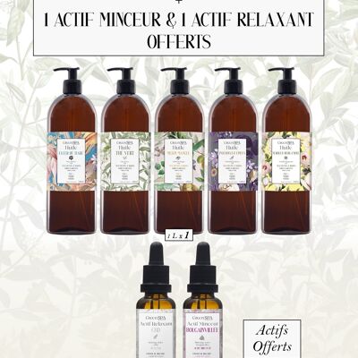 Confezione di olio da massaggio in cabina da 1 litro con attivi snellenti e rilassanti gratuiti