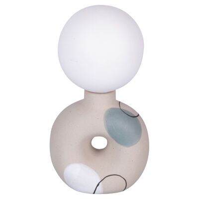 Lampe globe LED à piles en grès h. 18 cm, base avec trou, More Amor