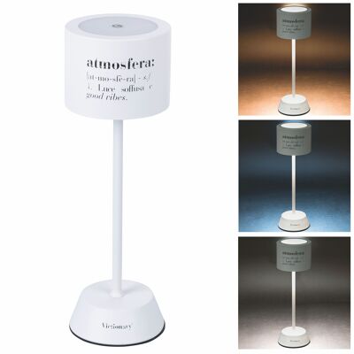 Rechargeable Touch Sensor Table Lamp, 3 Brightness Levels, White, Victionary