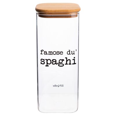 Bocal à spaghetti 1,92 L en verre, couvercle en bambou, S.P .Q.avant