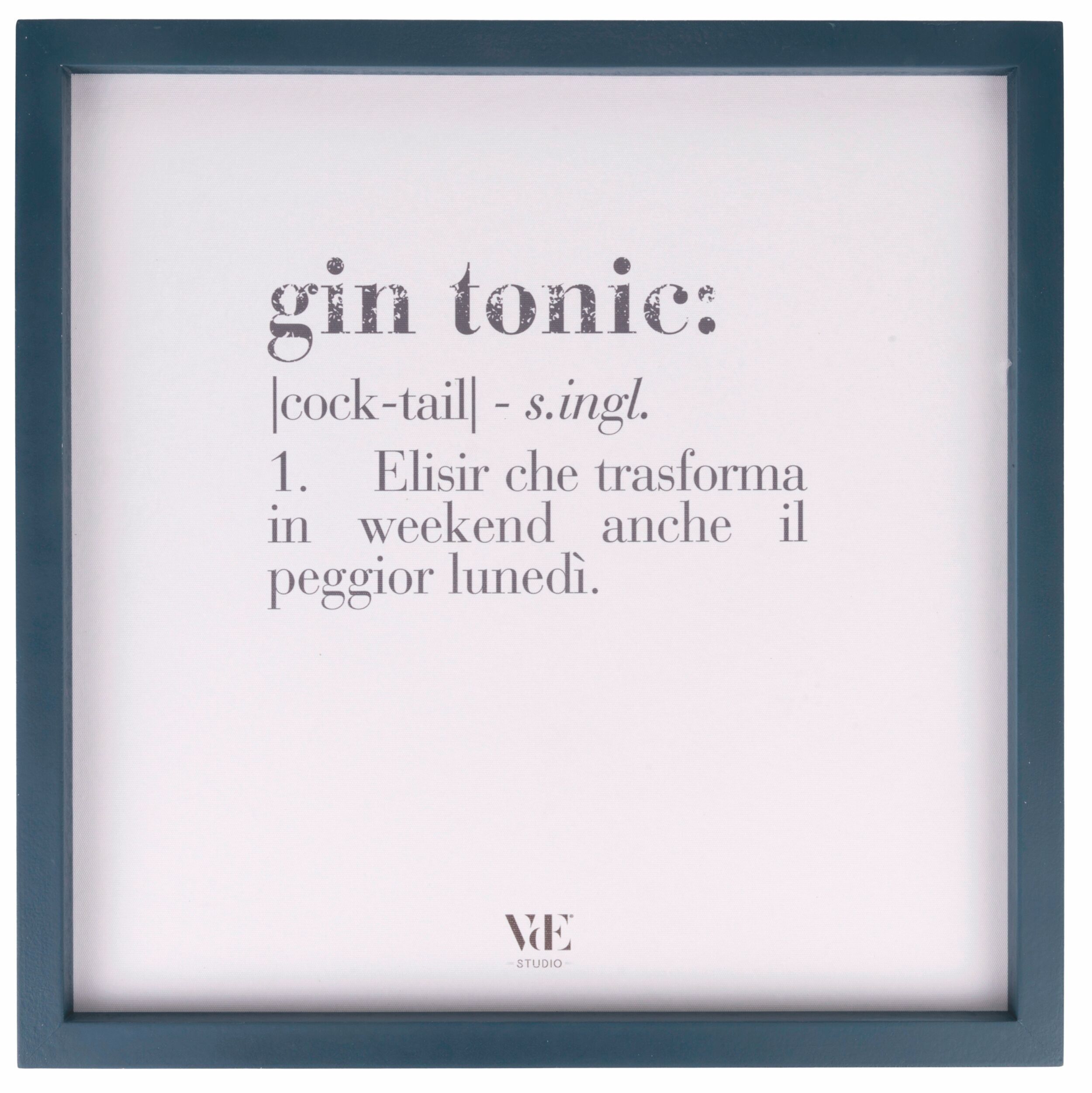 Dekoratives Gemälde mit Rahmen 40x40 cm, Victionary Gin Tonic