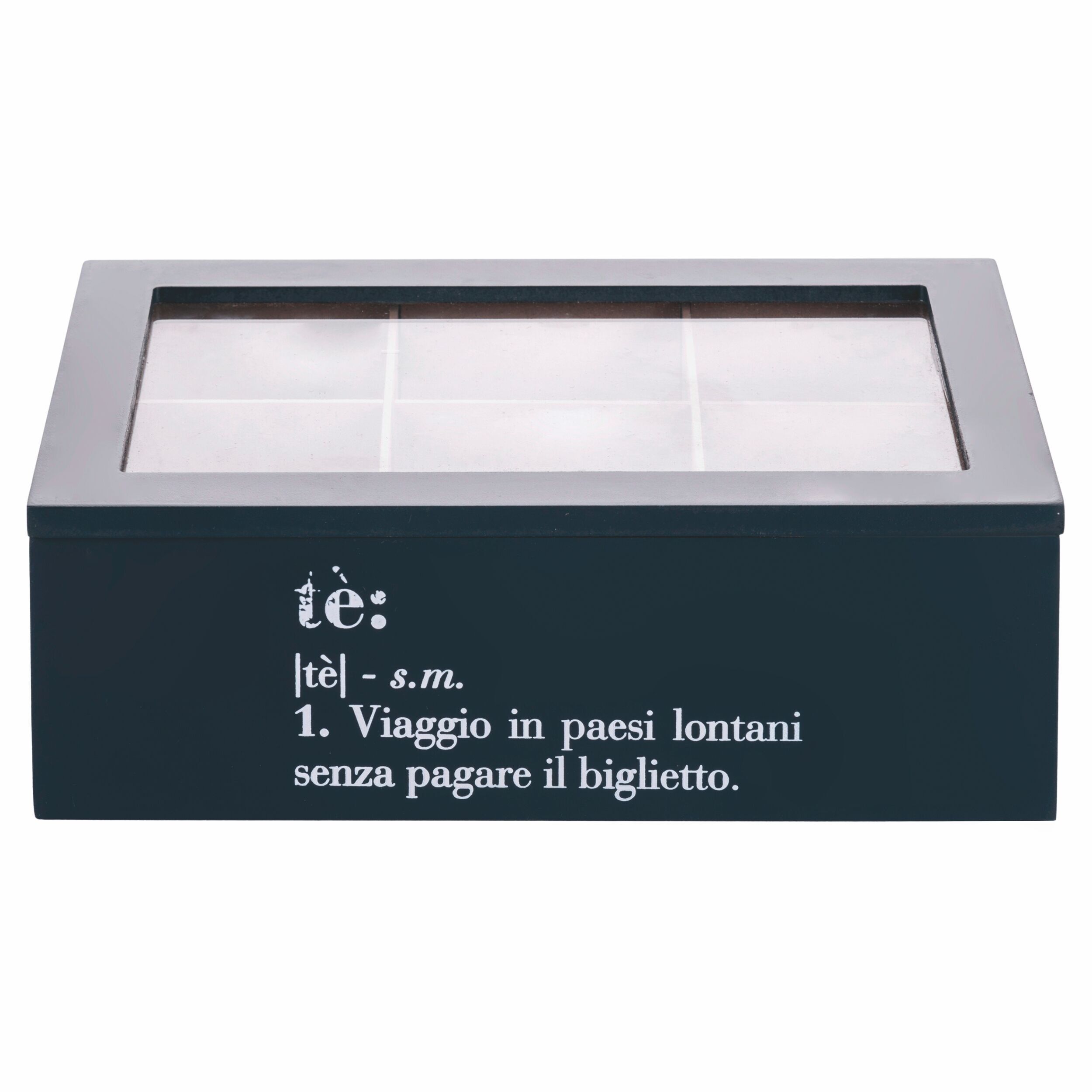 Tee- und Kräuterteebox, 6 Innenfächer, blau, Victionary