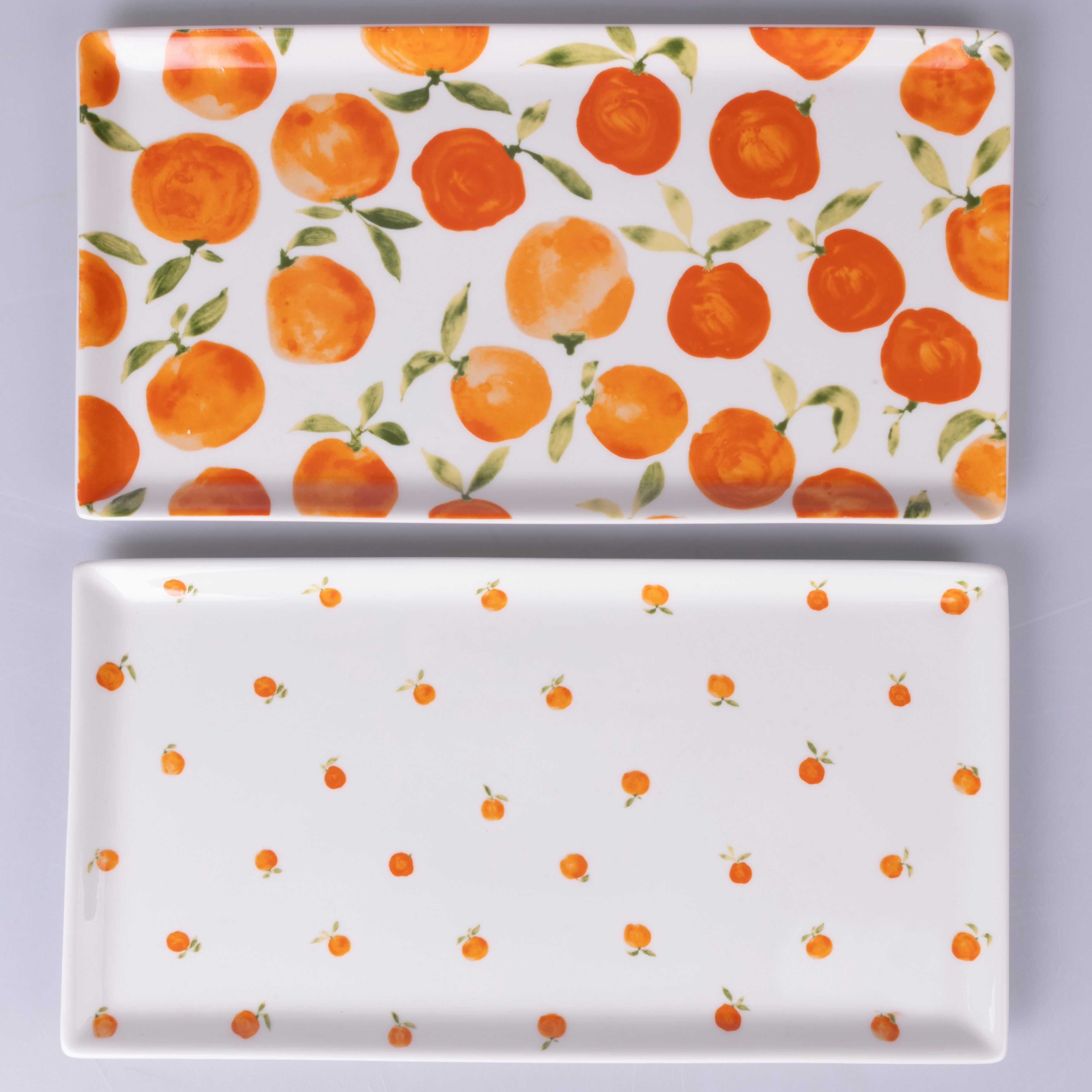 Rechteckiger Porzellanteller 31,6x16,8 cm, Orangen, Fruit Life