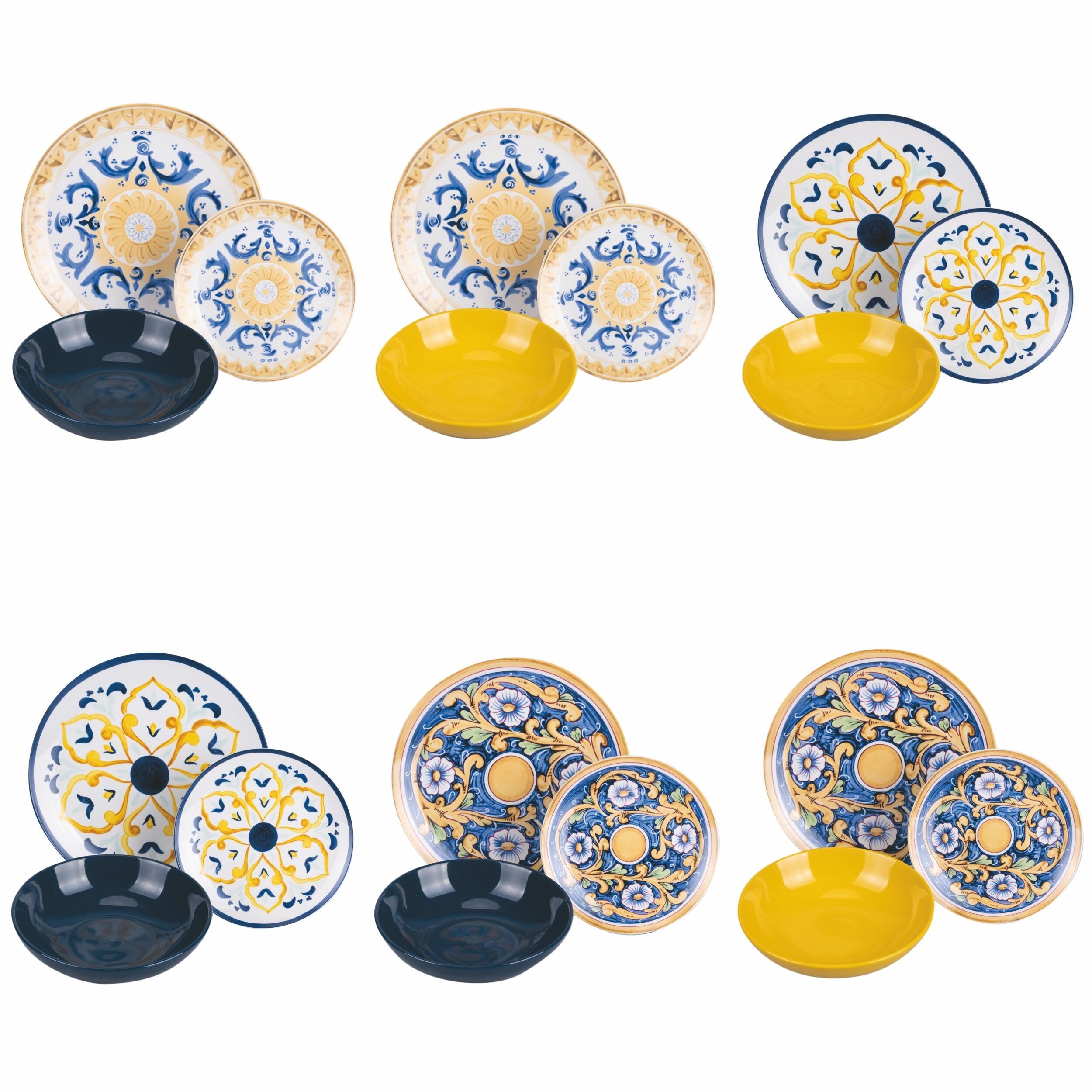 Service de table 18 pièces en porcelaine et grès, 6 couverts différents, Sicile