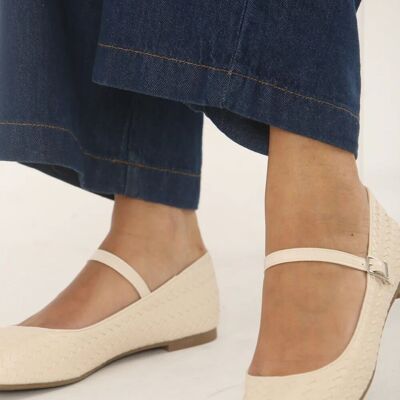 BALLET MARY JANE TEJIDO COLOR NUDE (PAQUETE DE 12 PARES, TALLAS 3-8 DEL REINO UNIDO)