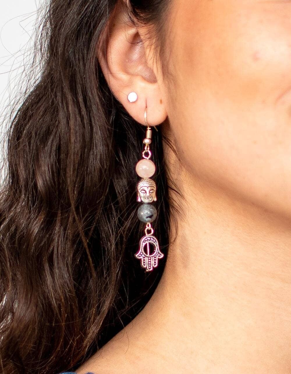 Orecchini in ottone fatti a mano con pietre minerali