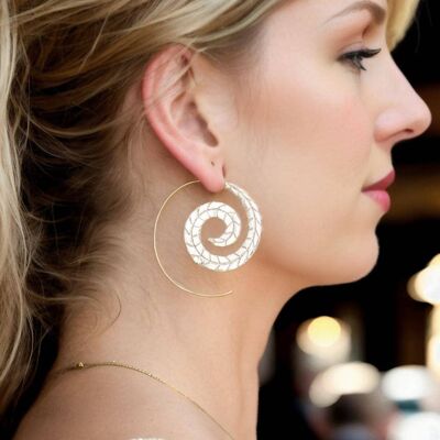 Ethnic Silver Leaf Earrings | Brass with Shiny Icoting Plating | Handcrafted