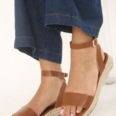 SANDALIAS DE RAFIA CON PLATAFORMA BAJA Y CORREA AL TOBILLO (PAQUETE DE 12 PARES, TALLAS 3-8 DEL REINO UNIDO)